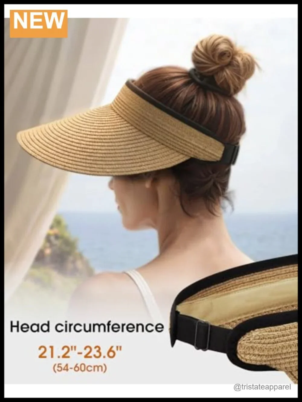 Sun Visor Hat for Women Upf 50+ Straw Beach Ponytail Hat Adjustable